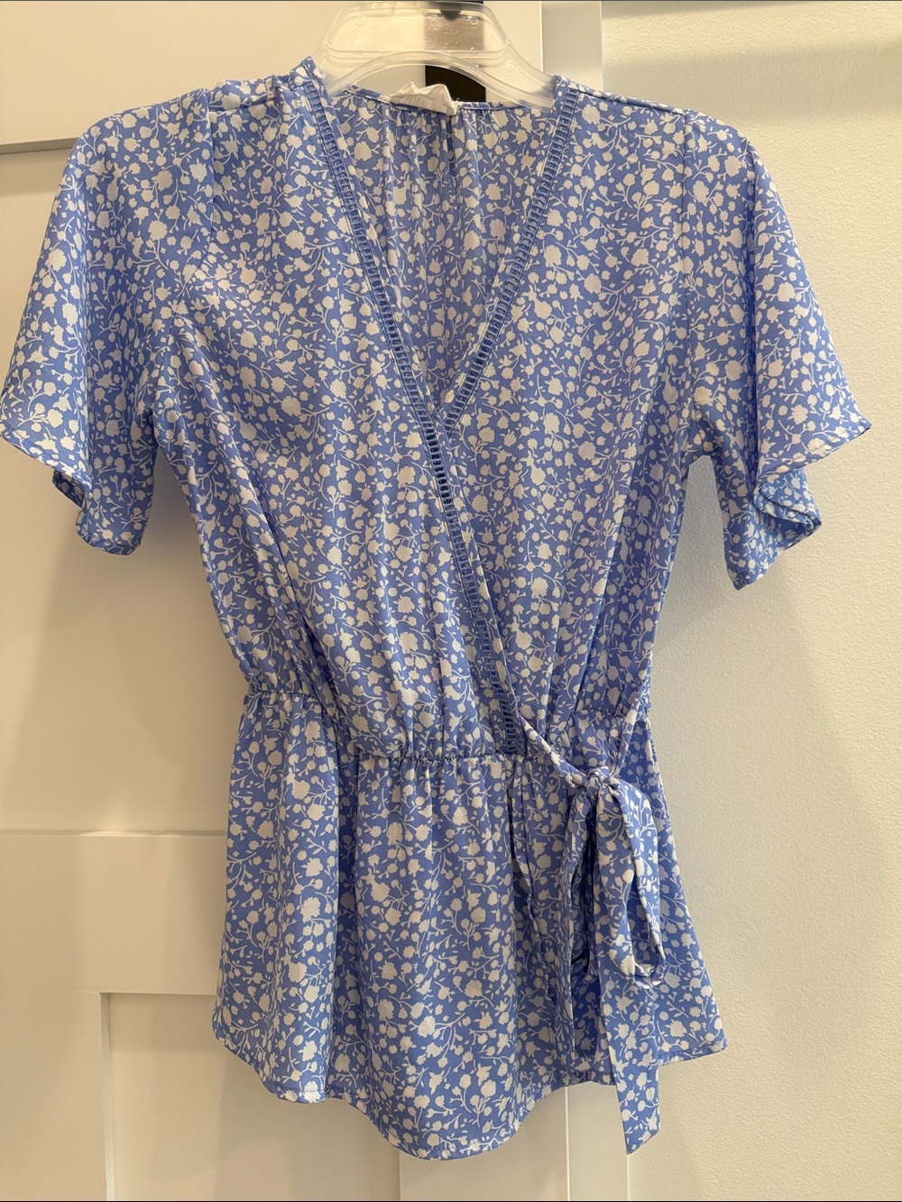 Sienna Sky Light Blue Floral Wrap Top